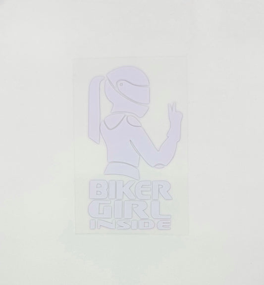 Biker Girl Inside Bumper Sticker