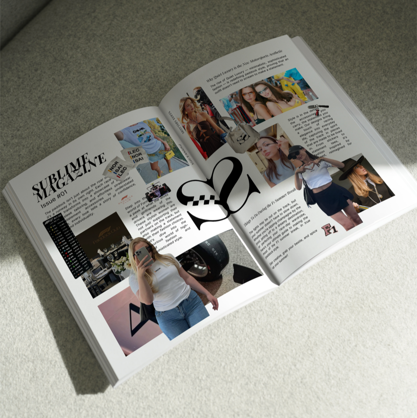 Open book with photos and text on a textured surface