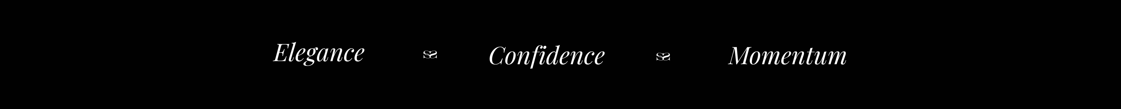 Text 'Elegance', 'Confidence', 'Momentum' on a black background. SUBLIME STUDIOS logo between each word.